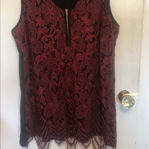 Burgundy lace front party top